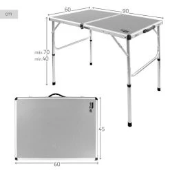 AKTIVE - Table De Camping Pliante, Réglable En 2 Hauteurs, 90x60x40/70 Cm, Gris -Meilleur Camping Magasin aktive table de camping pliante reglable en 2 hauteurs 90x60x4070 cm gris 3