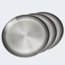 Assiette Plate De Camping | Diamètre Env. 23 Cm | Acier Inox | 3 Assiettes -Meilleur Camping Magasin assiette plate de camping diametre env 23 cm acier inox 3 assiettes 2