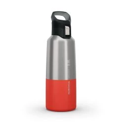 Quechua Gourde Isotherme Inox 0,8L Bouchon à Ouverture Rapide Pour La Randonnée - Rouge