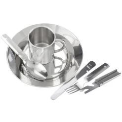 Set De Couverts De Camping, Assiette Creuse & Tasse Thermique Inox | 1 Personne