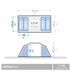Quechua Tente à Arceaux De Camping - Arpenaz 4.2 - 4 Personnes - 2 Chambres -Meilleur Camping Magasin tente a arceaux de camping arpenaz 42 4 personnes 2 chambres 2